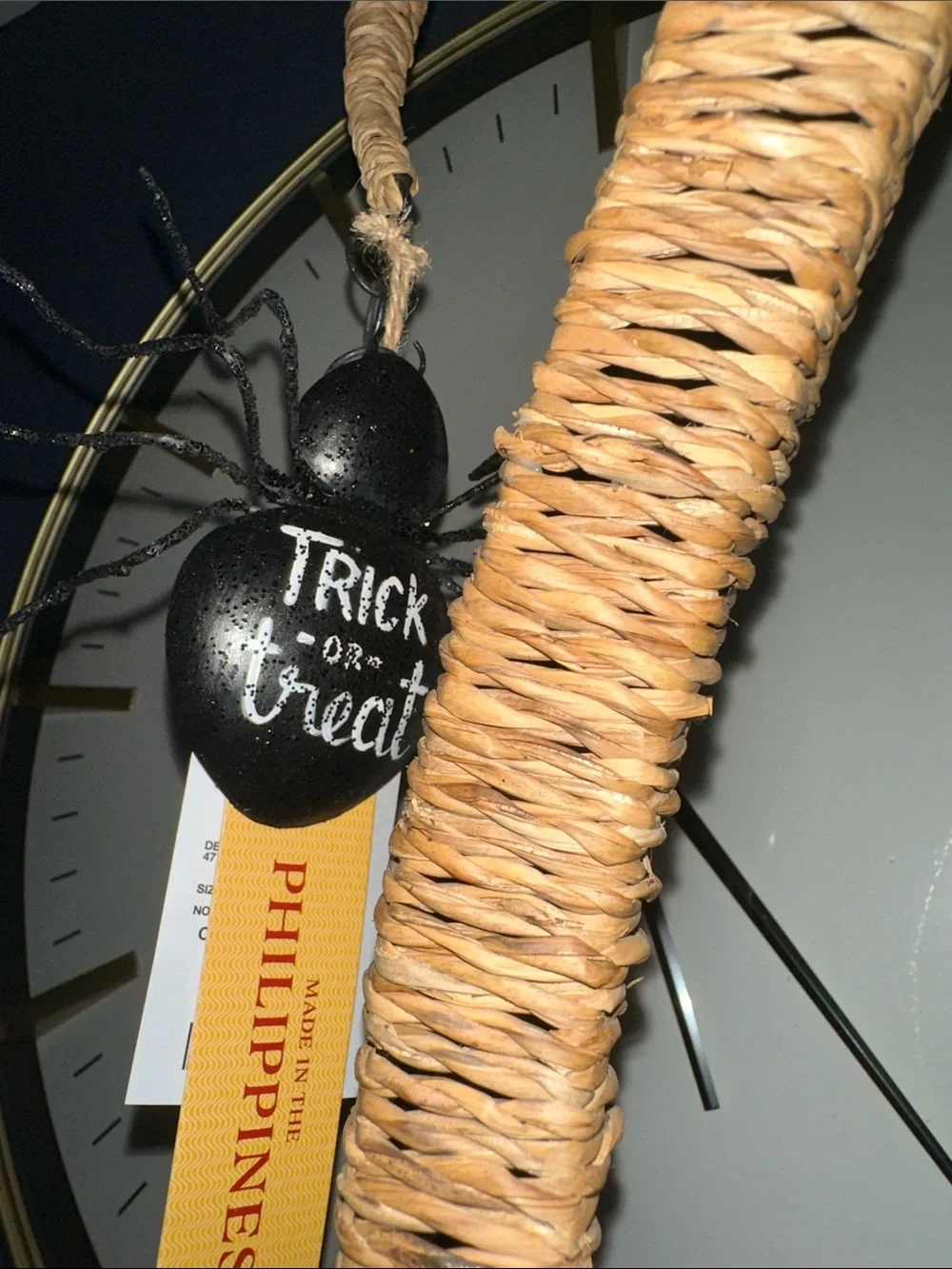 Halloween witch broom with spider Natural Rope Loop
